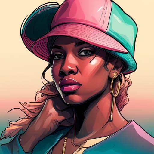 Hip-Hop Fashion Portrait in Art Nouveau Style