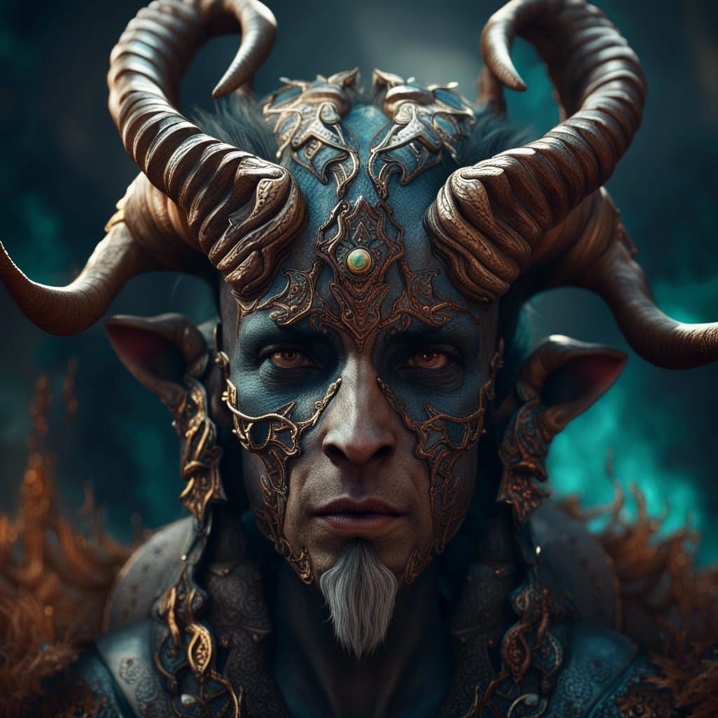 Goat-Man Hybrid: Detailed Matte Painting