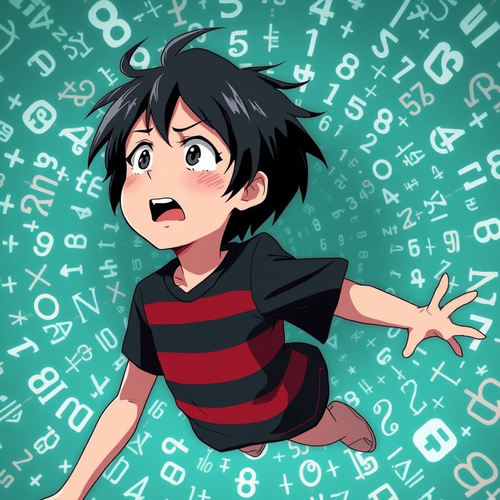 Fearful Boy Plunges Through a Math-Filled Vortex in a Cyberp...