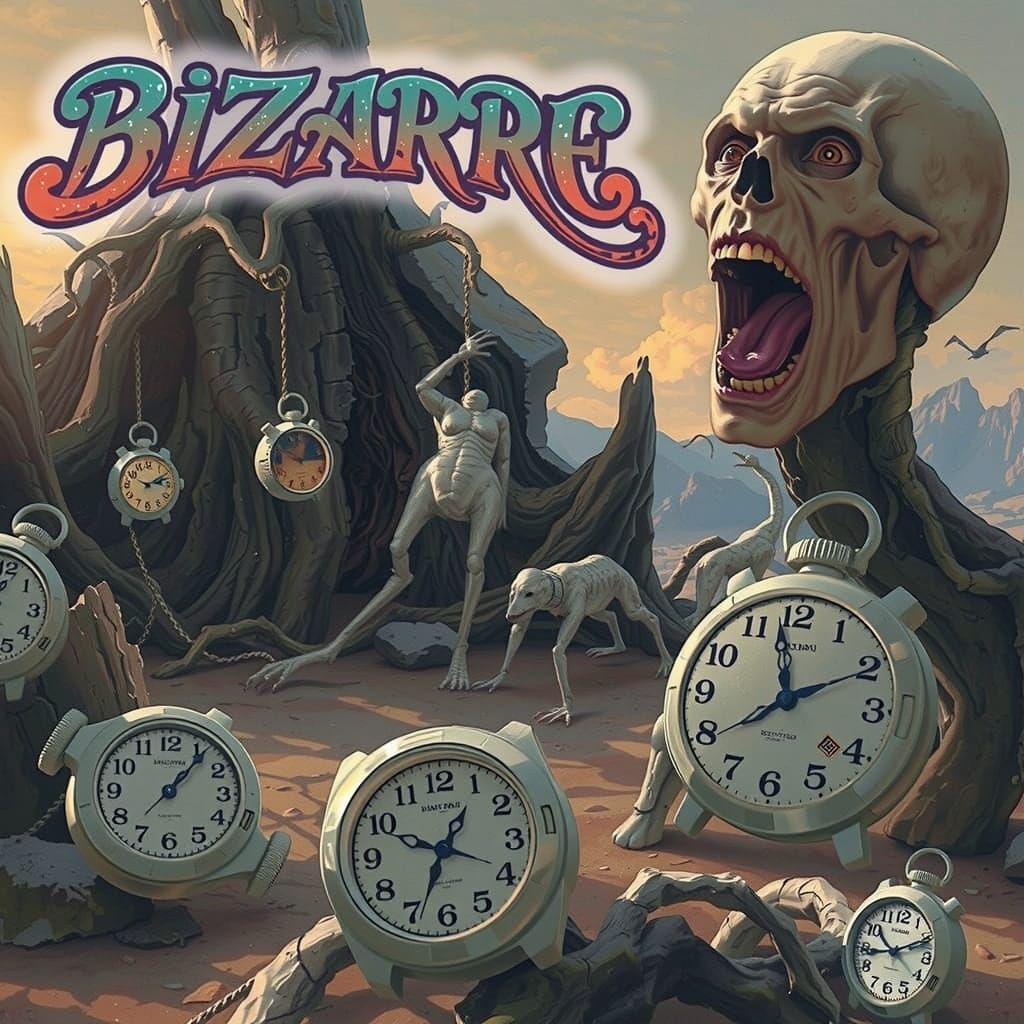 Text that says "BIZARRE" is emblazoned in a surreal, triple-...
