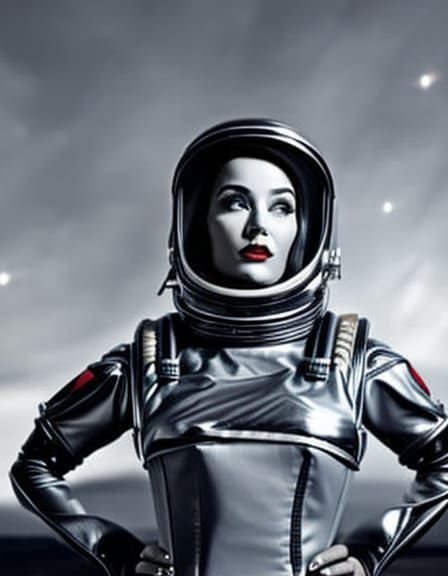 Retro Sci-Fi Space Girl in 1950s Style