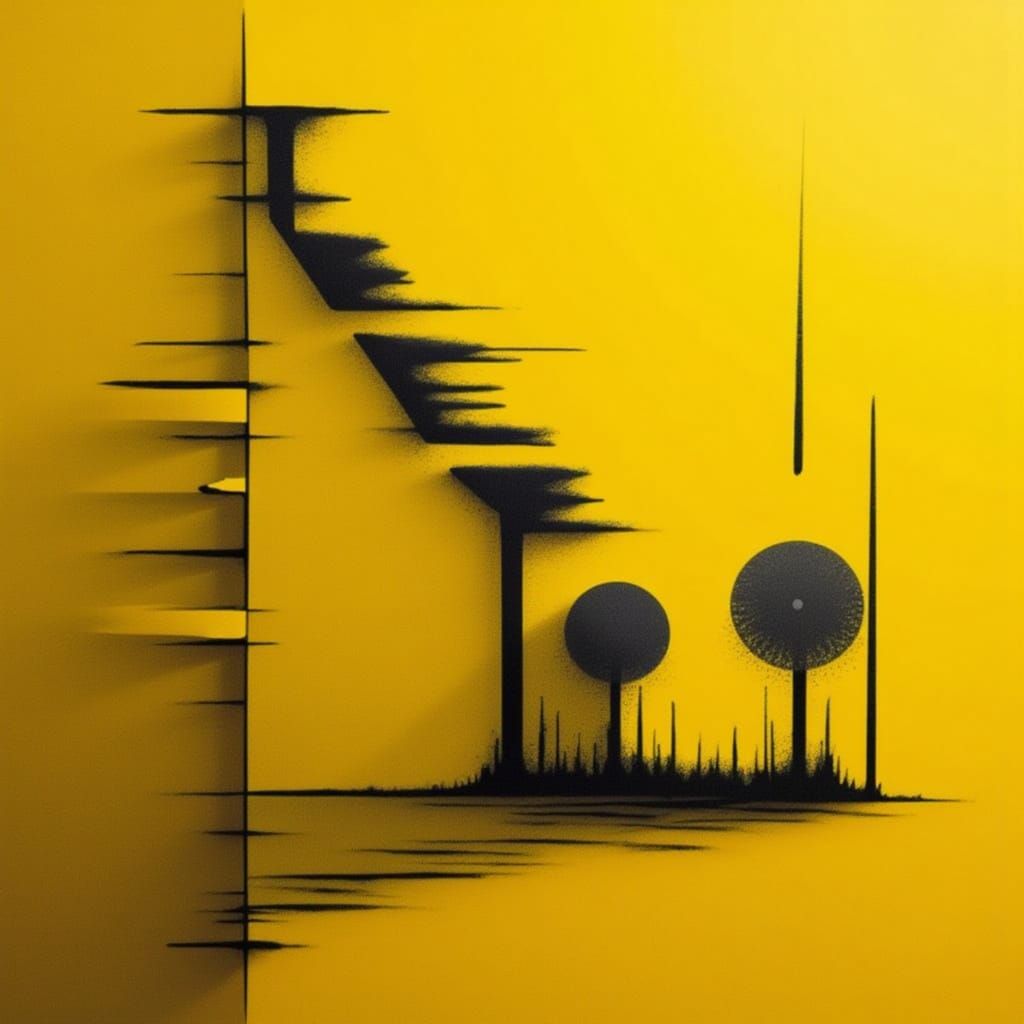 Abstract Yellow Geometric Minimalism Art