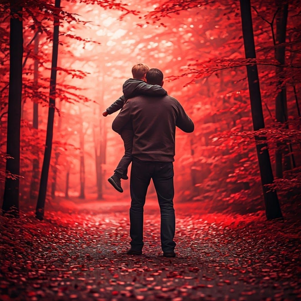 Emotional Reunion in a Reddened Clearing