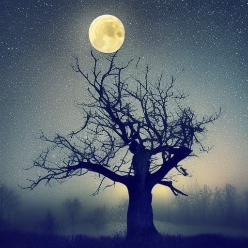 Night Sky with Moon and Stars