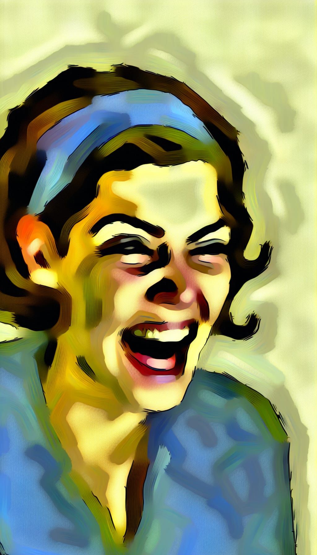 Fauvism portrait that captures the emotion of laughy eyes, r...