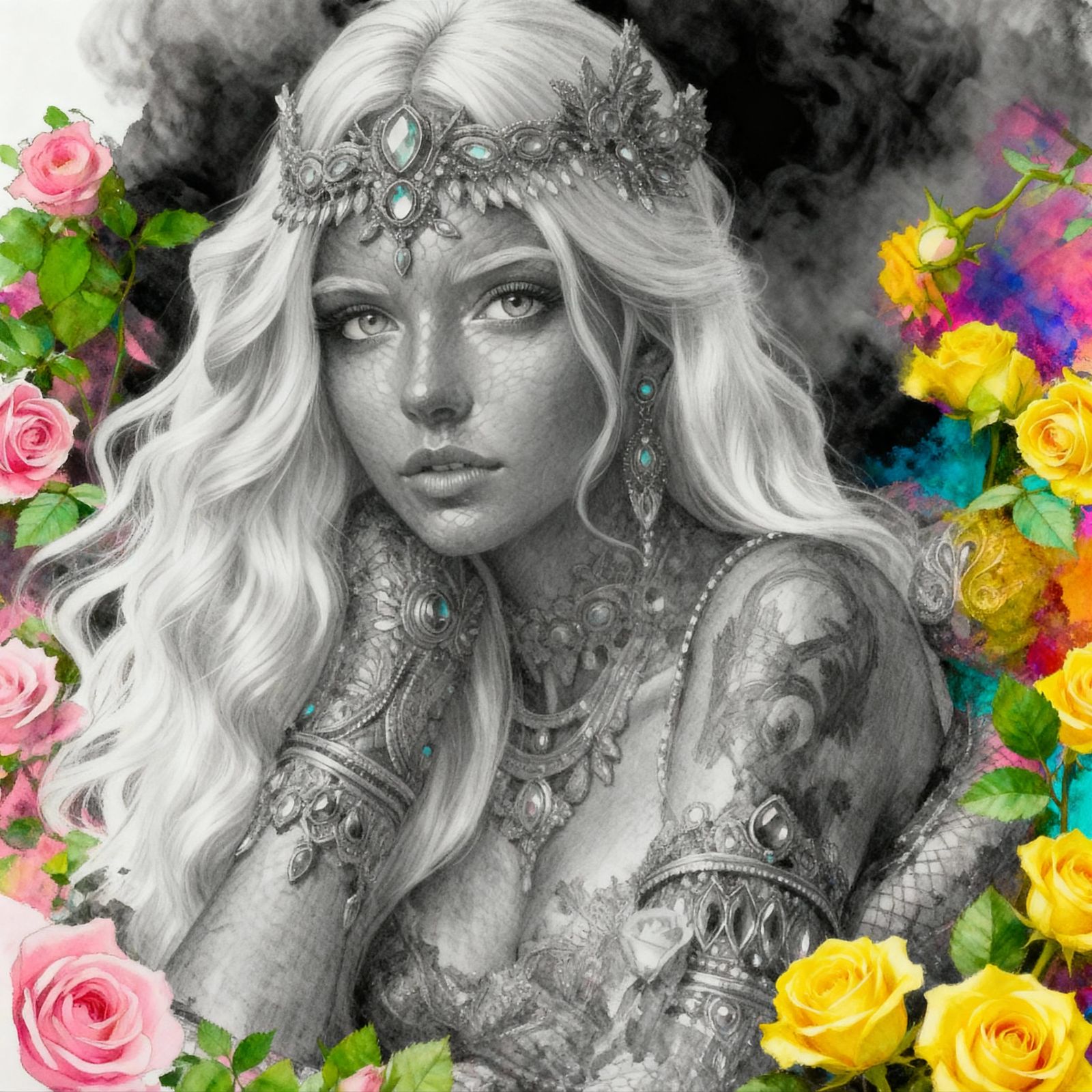 Dragon Queen Emerges From Charcoal Sketch