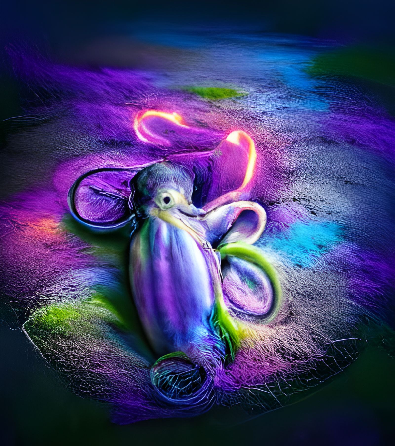 Neon Lavender Octopus Chalk Art Illustration