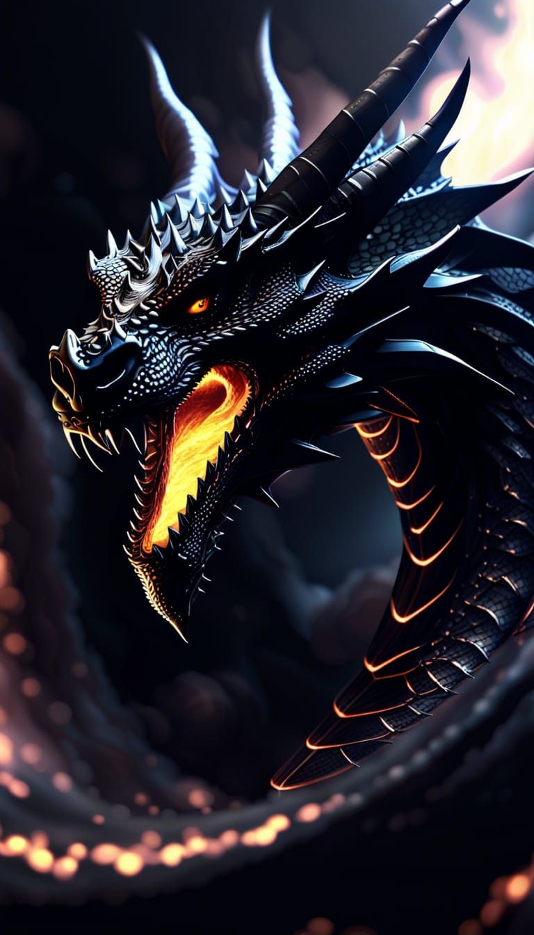 Colossal Black Dragon Emerges from Black Hole