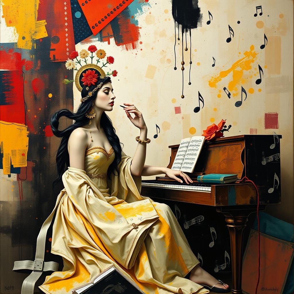 Abstract Goddess of Jazz in Complementary Colors