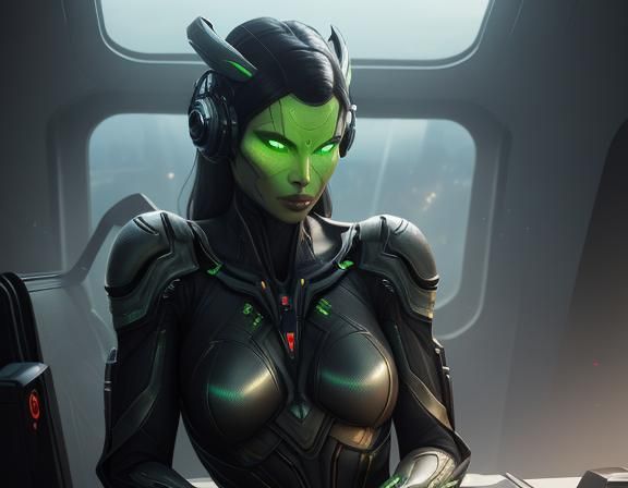 Alien Pilot in Hyperdetailed Digital Art Style