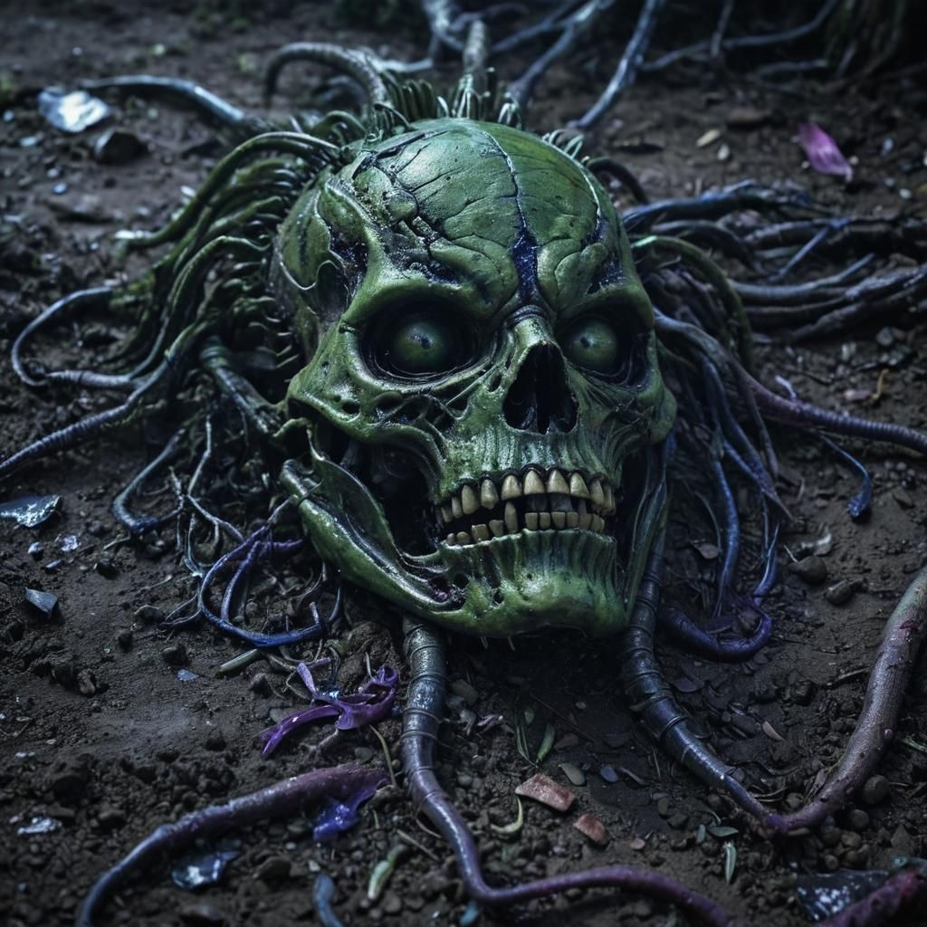 Undead Predator in Dark Sci-Fi Horror Style