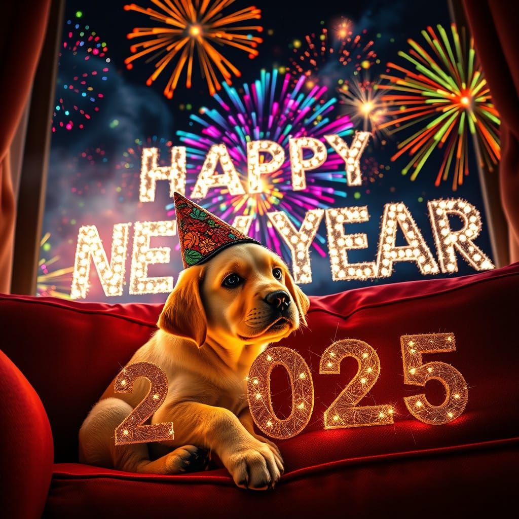 Golden Labrador Puppy Hides Under Couch on New Year's Eve