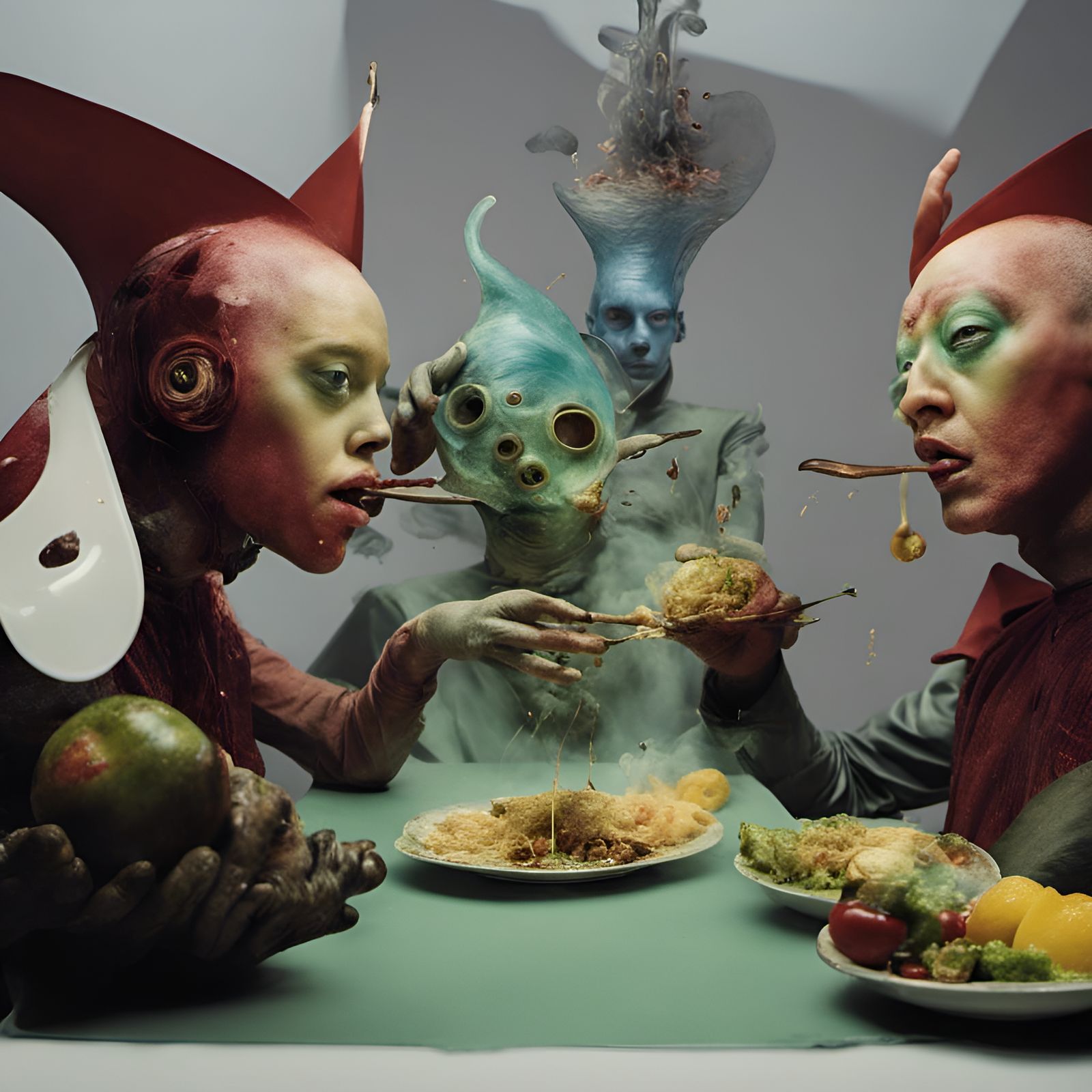 Surreal Futuristic Feast: Detailed Alien Photography
