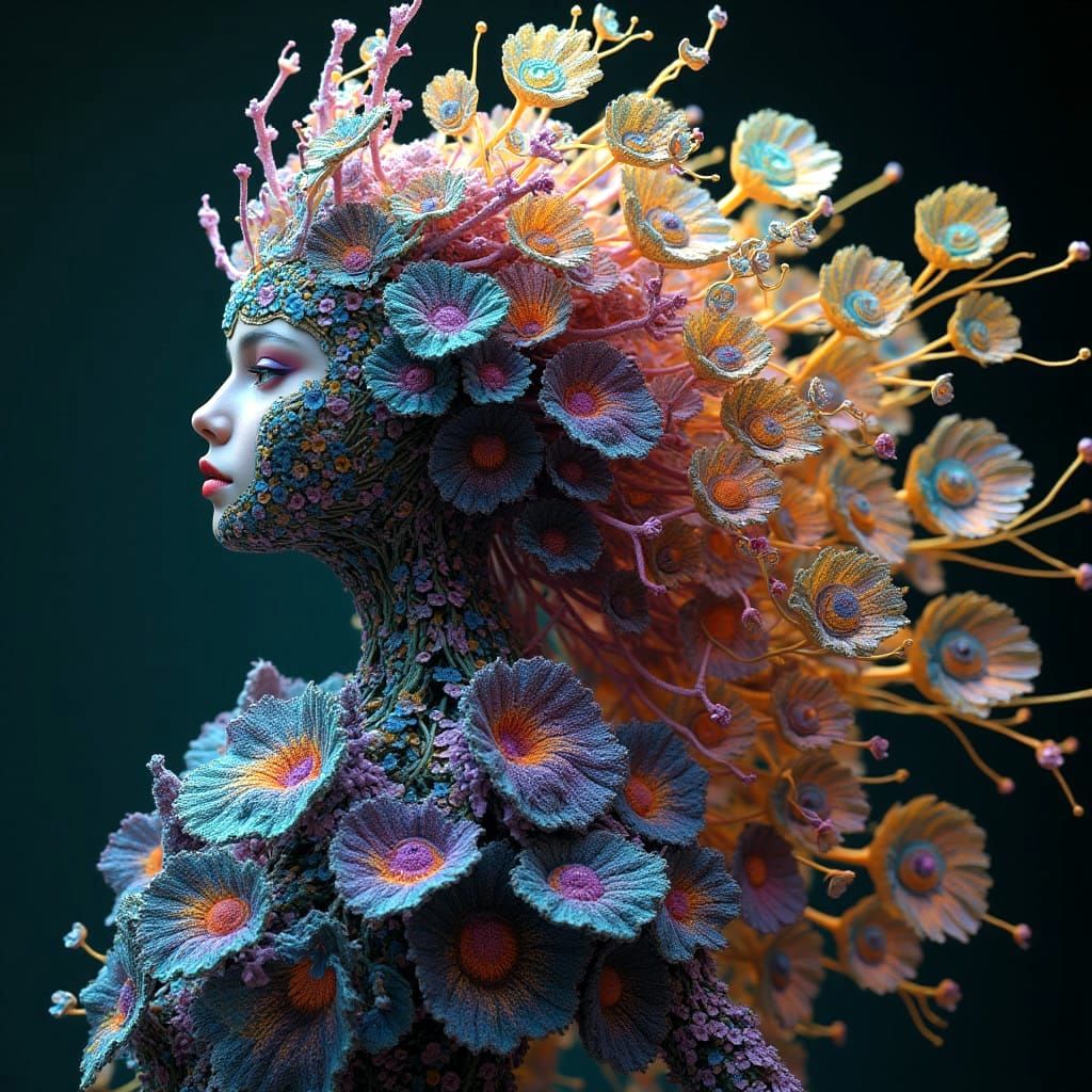 Futuristic Vines and Flowers Alphabotanical Peacockwoman