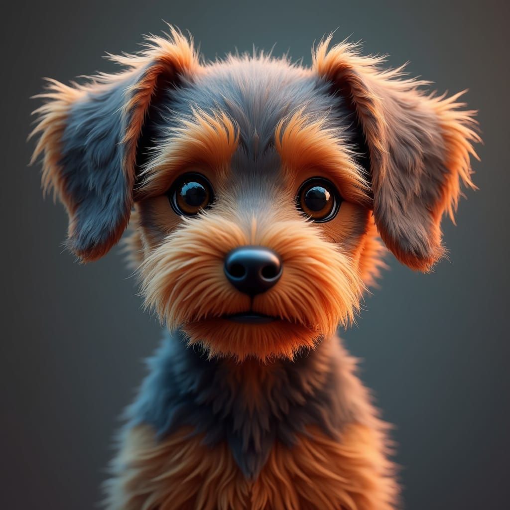 Fluffy Airedale Puppy Portrait in Fantasy Art Style
