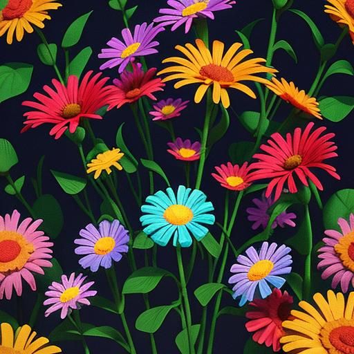 Pixel Art Flowers in 3D Digital Style