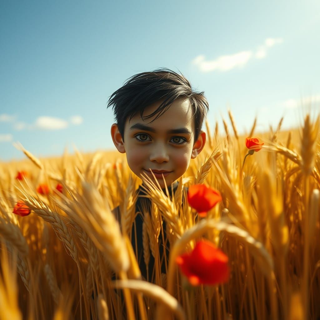 Mysterious Figure in Golden Wheatfield