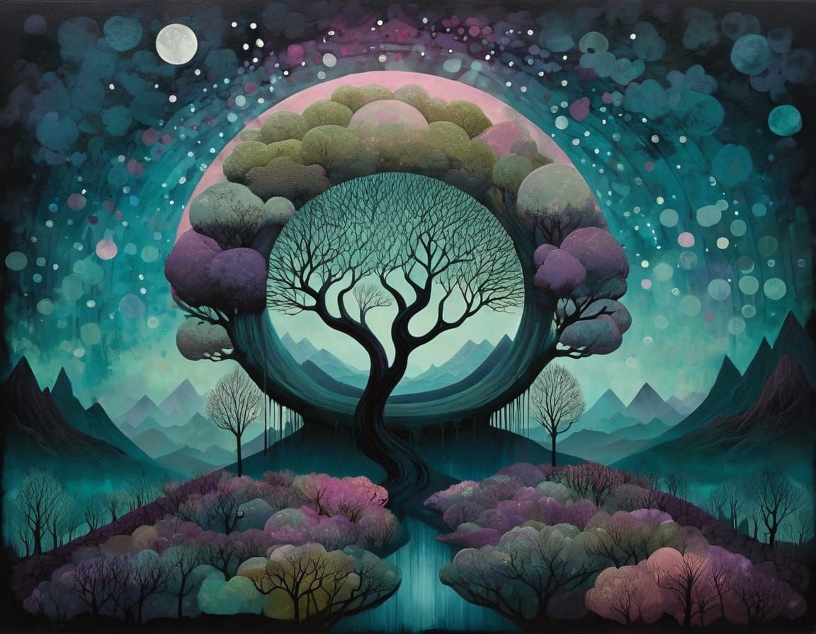 Atmospheric Landscape in Abstract Art Style