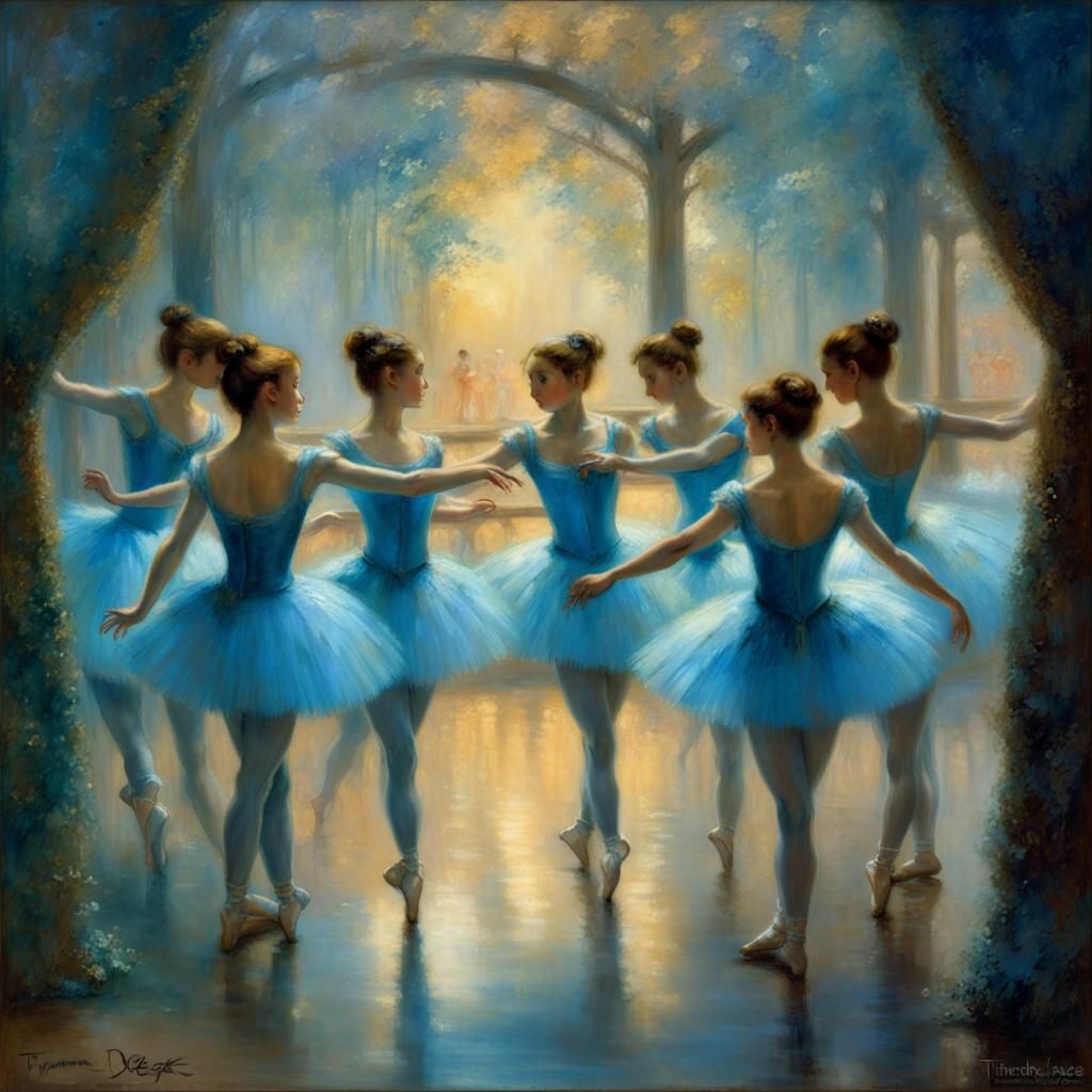 Ethereal Ballerinas in Blue: Fantasy Art