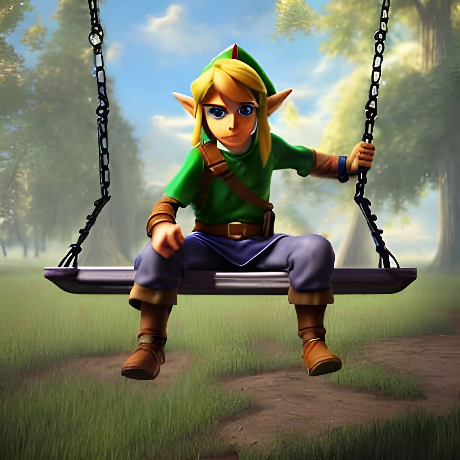 Link in Park: Digital Art Illustration