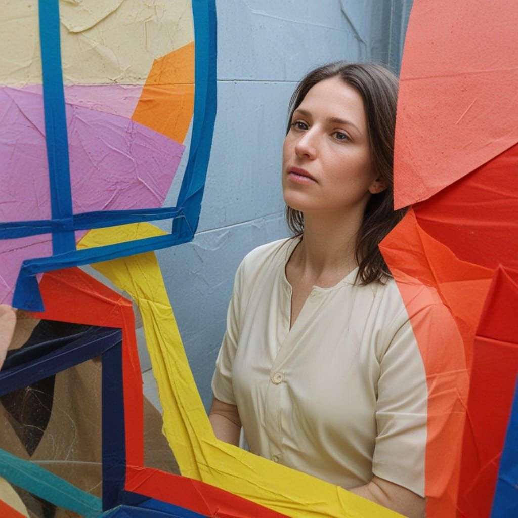 Origami Paper Collage Portrait in Soft Focus