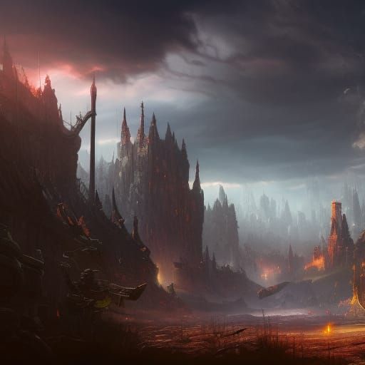 Detailed Battlefield Matte Painting in Deep Color