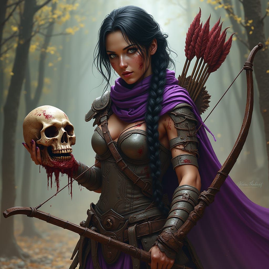 Scarred Archer in Dark Fantasy Setting