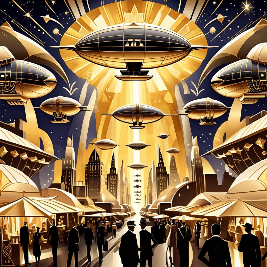 Art Deco Airships Arrive at Alien Market