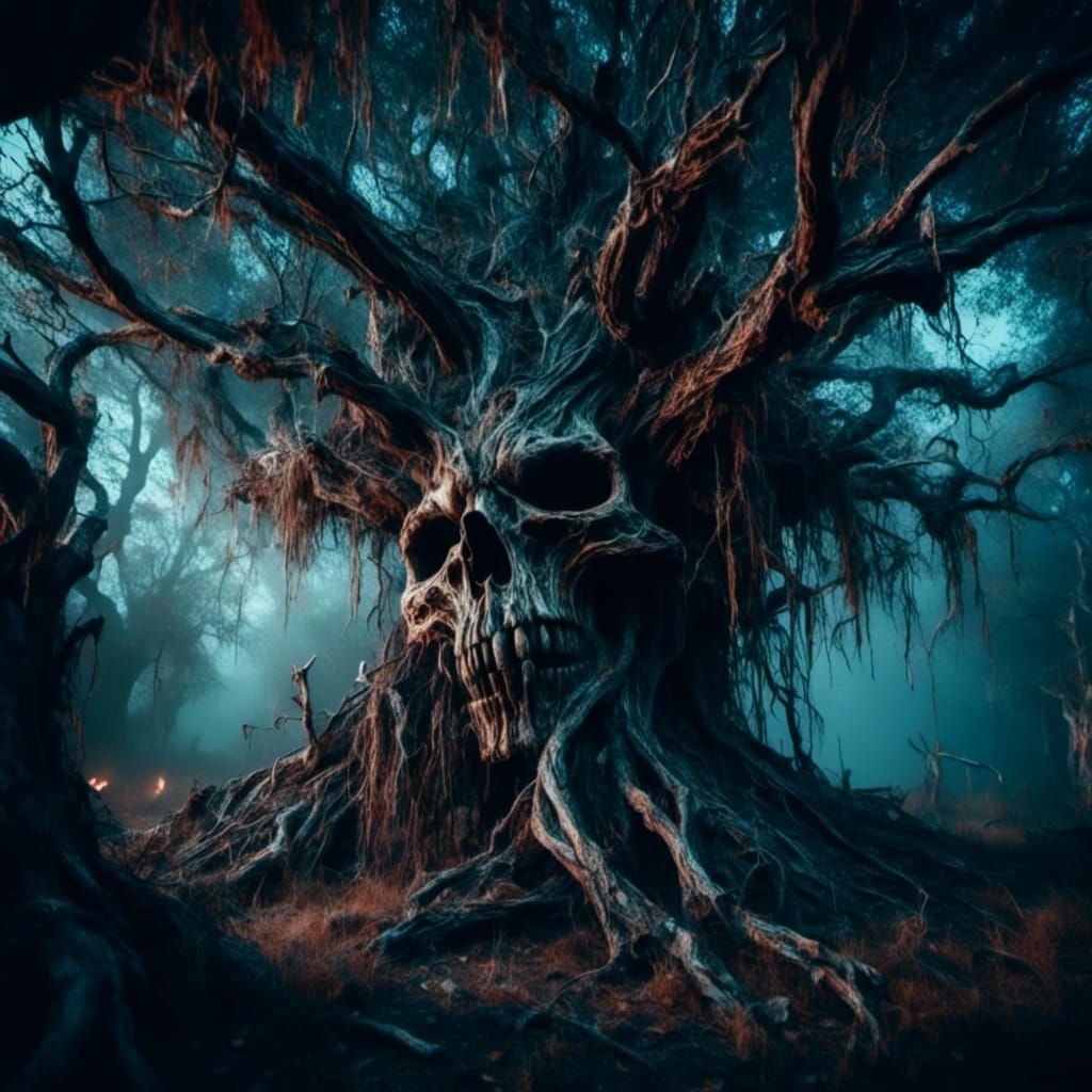 Epic Skull Tree in Macabre 3D Rendering