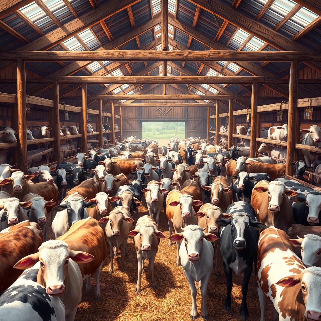 Lively Livestock in Barn: 3D Anime Art