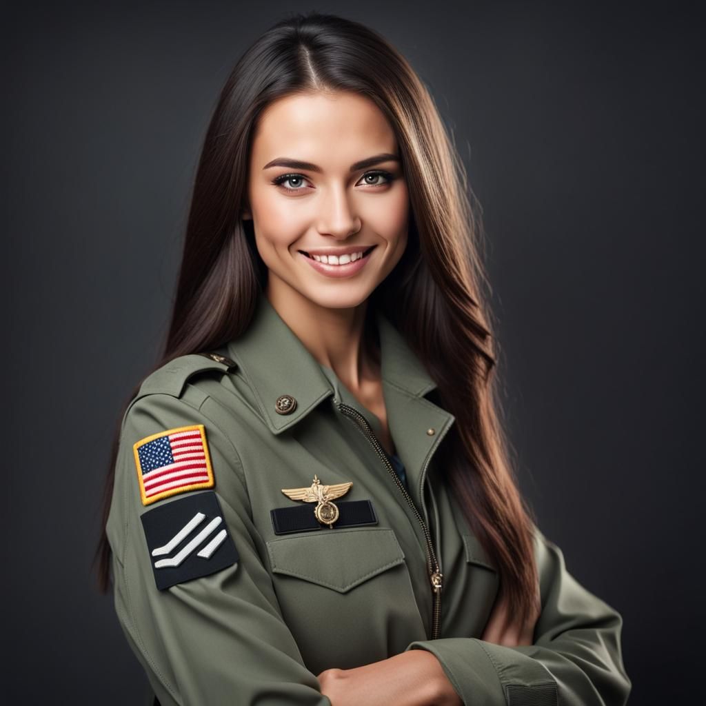 Confident Pilot Portrait in Military Uniform