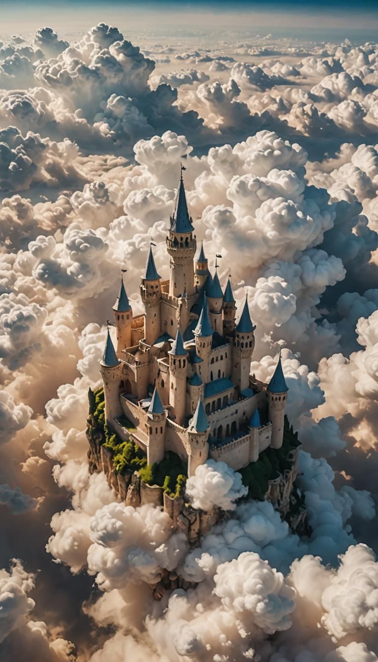 Ethereal Persian Castle Floating in Cloudscape