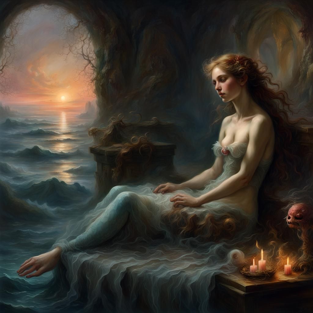 Mermaid's Song at Dawn: Classical Matte Painting