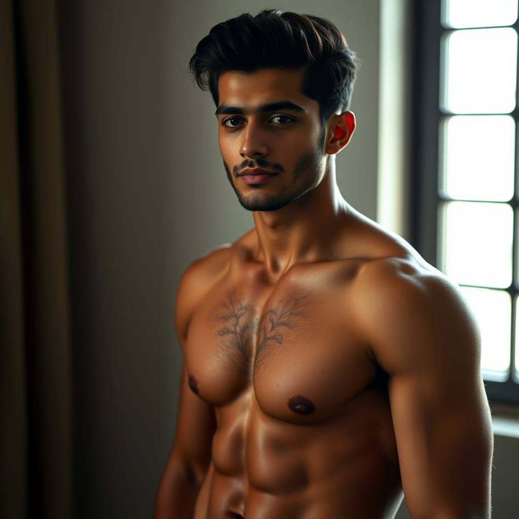 Dashing Young Man in Dark and Refined Style