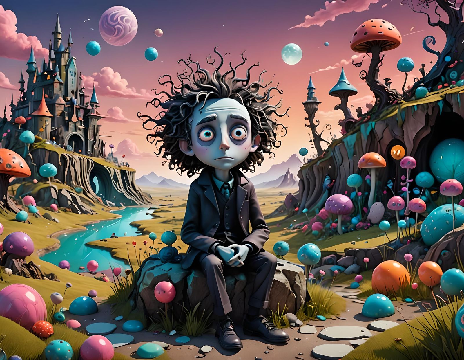 Surreal 3D Digital Art with Vivid Colors