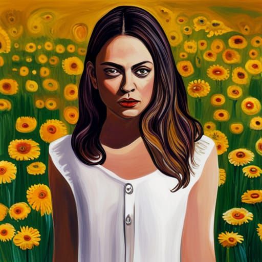 Woman in Daisy Field, Portraiture Style