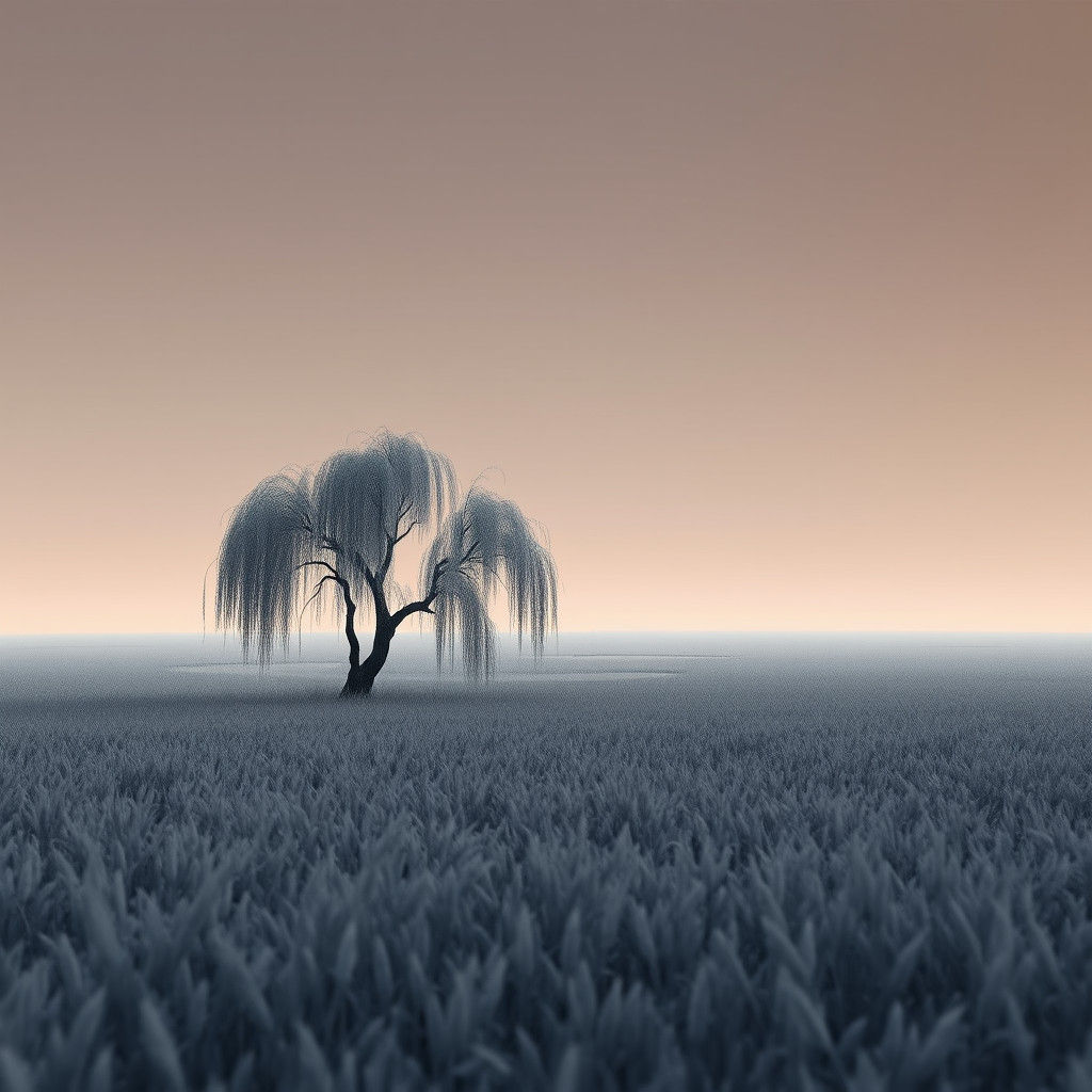Desolate Willow Tree in a Matte Painting Landscape