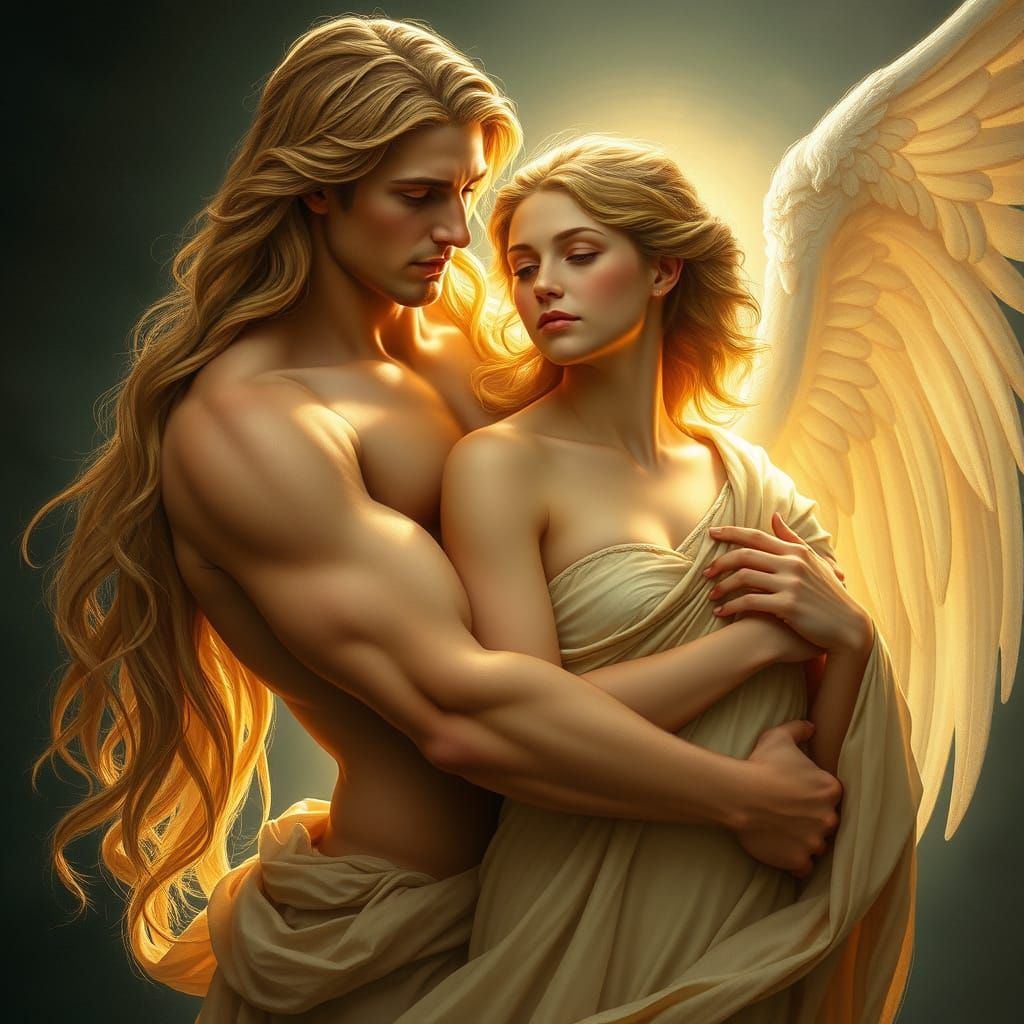 Apollo and Angelic Inanna in Tender Devotion