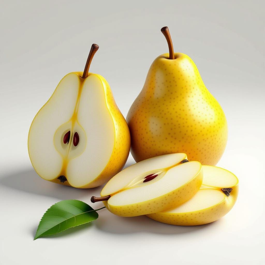 Realistic Pear Slices: Digital Art in 8K Resolution