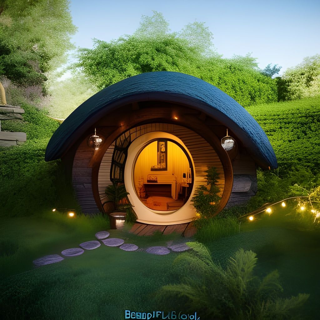Isometric Hobbit House Interior with Fairy Lights