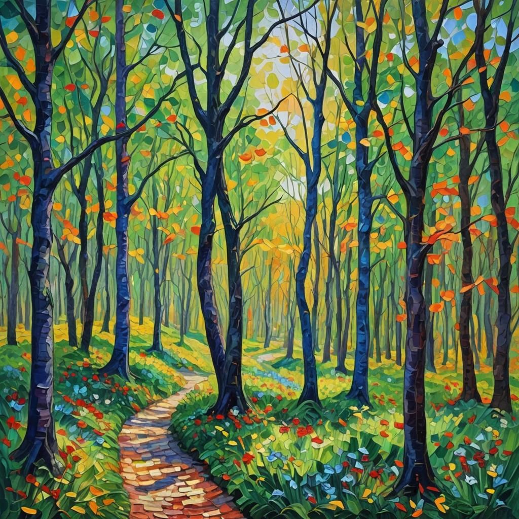 Neo-Impressionist Oil Painting of Rediscovery