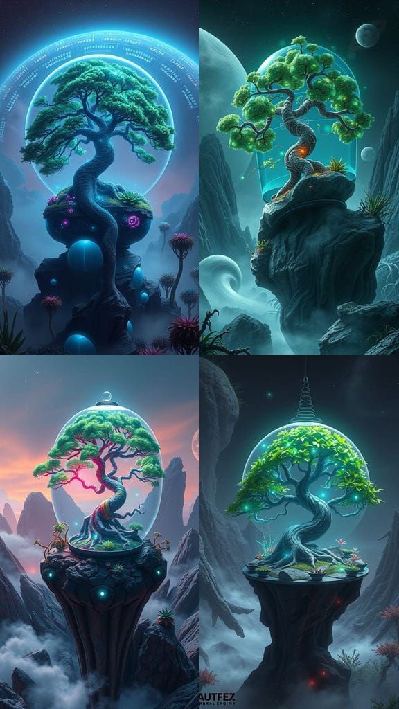 Bonsai in a Futuristic Alien Landscape