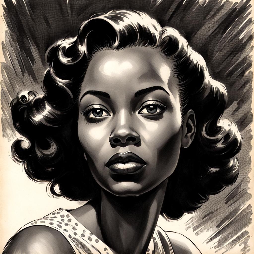Young Black Girl Portrait in 1940s Comic Art