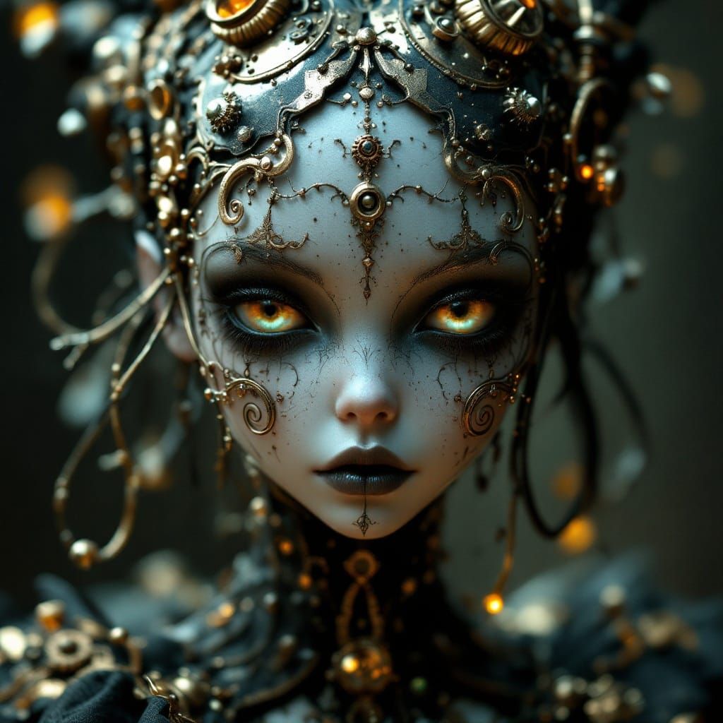 Ethereal Victorian Steampunk Doll in Gothic Splendor