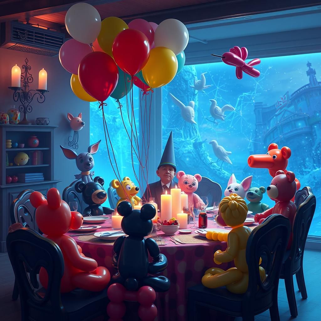 Balloon Wizard's Party: Detailed Matte Painting