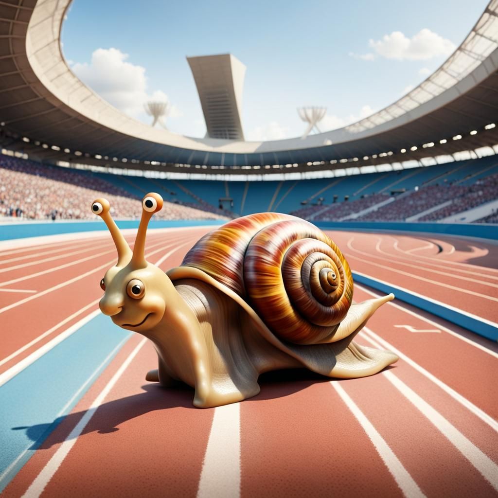 Snail Competes in Olympic Race, Botero Cartoon