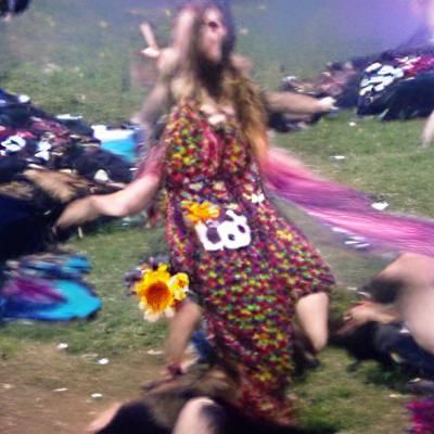 Hippie Girl Portrait with Floral Headband