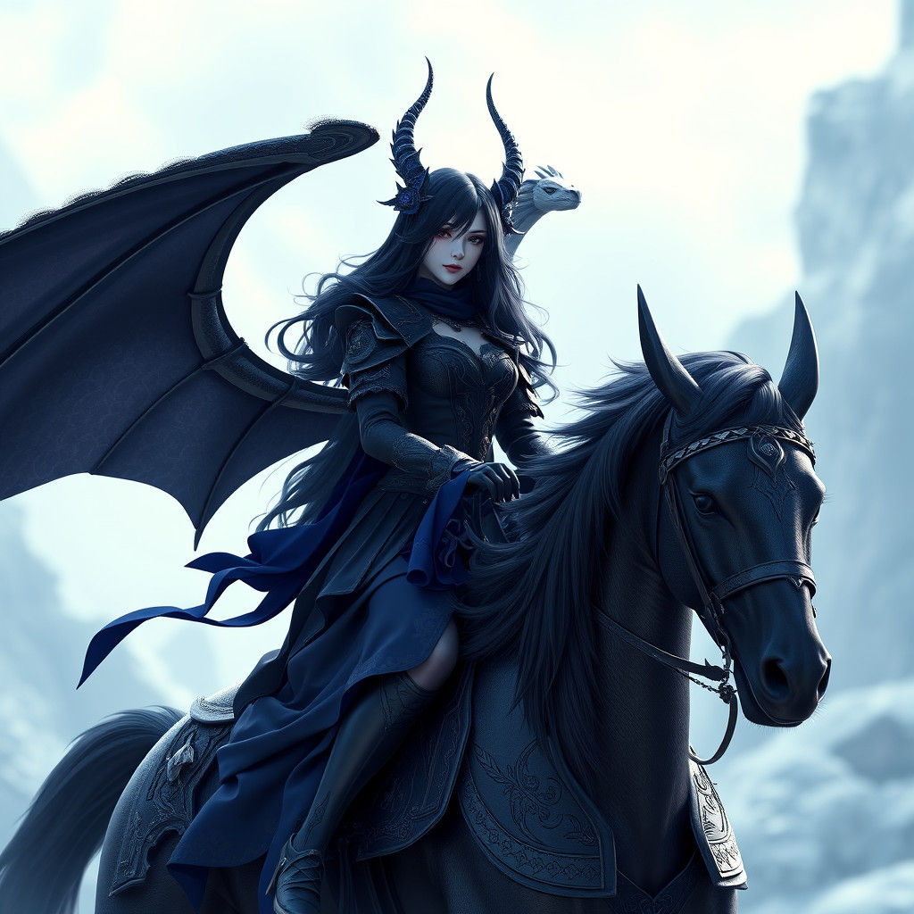 Rose Queen with Dragon Wings in Anime Style