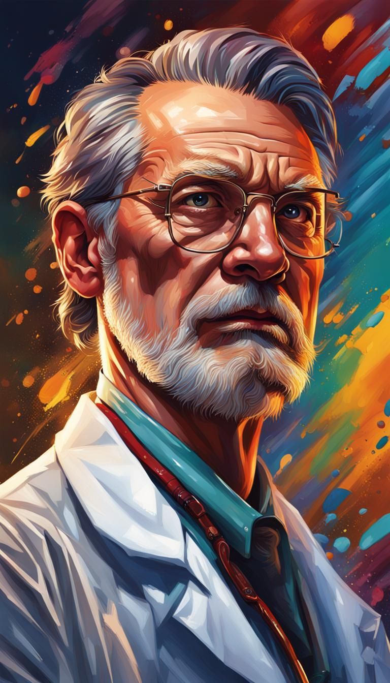 Detailed Portrait of a Doctor as Splash Art