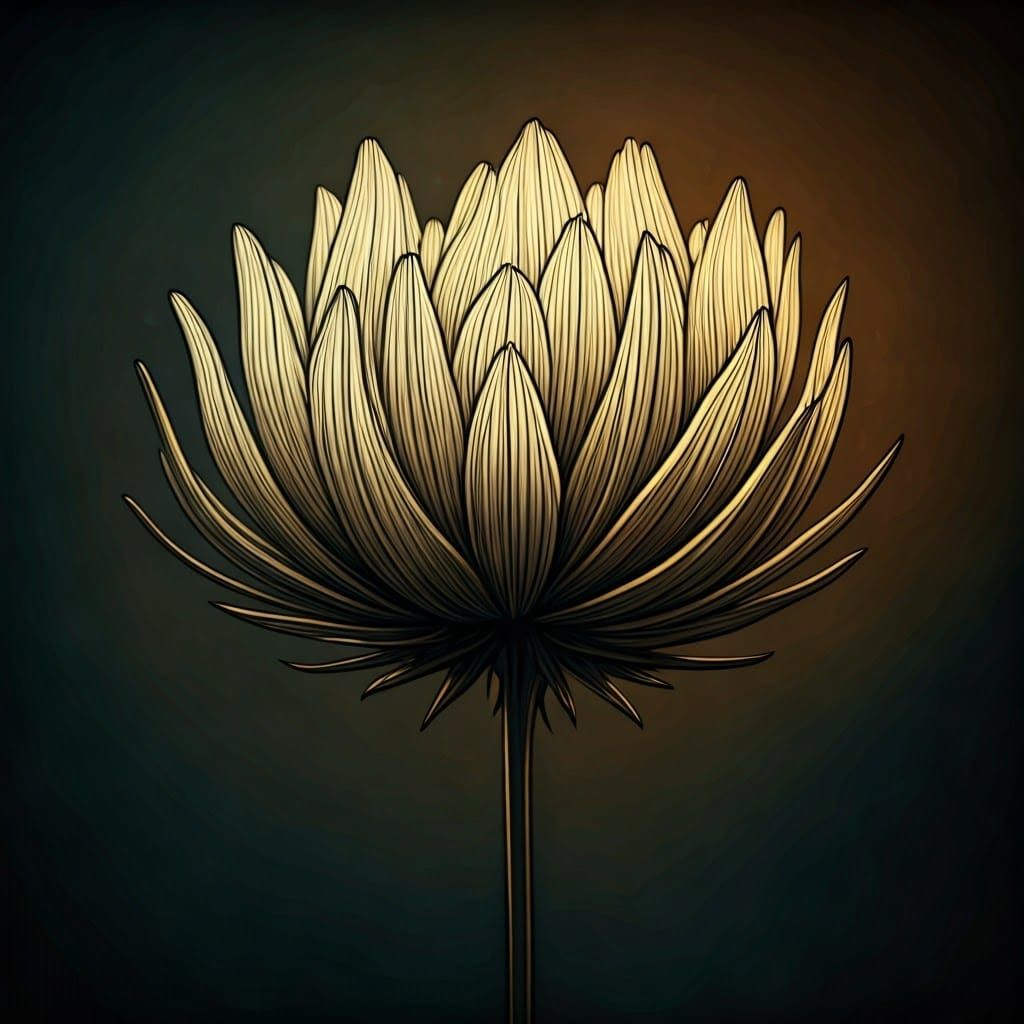 Mystical Ink Flower in Rich Matte Painting